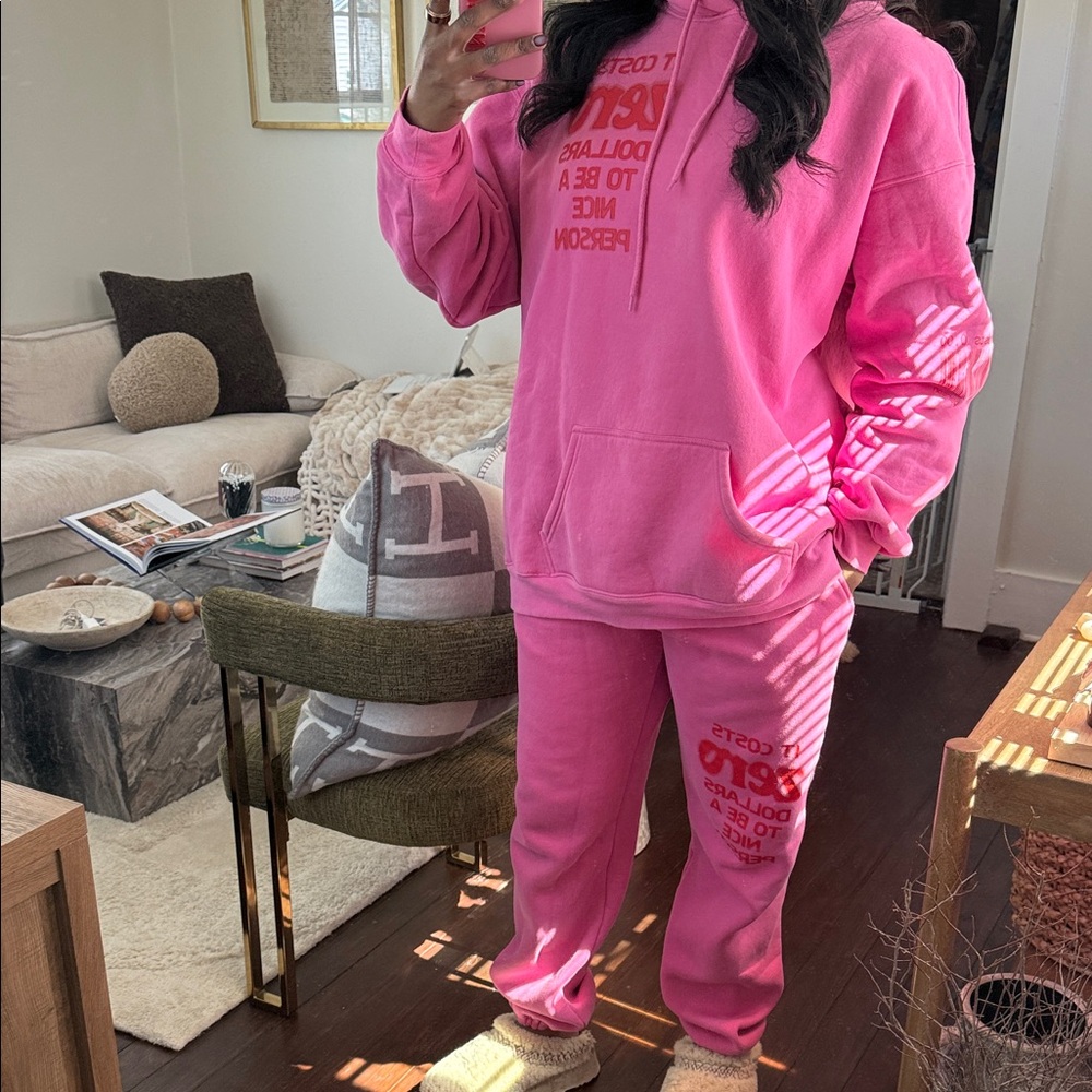 Pink Hoodie and Sweatpants Set